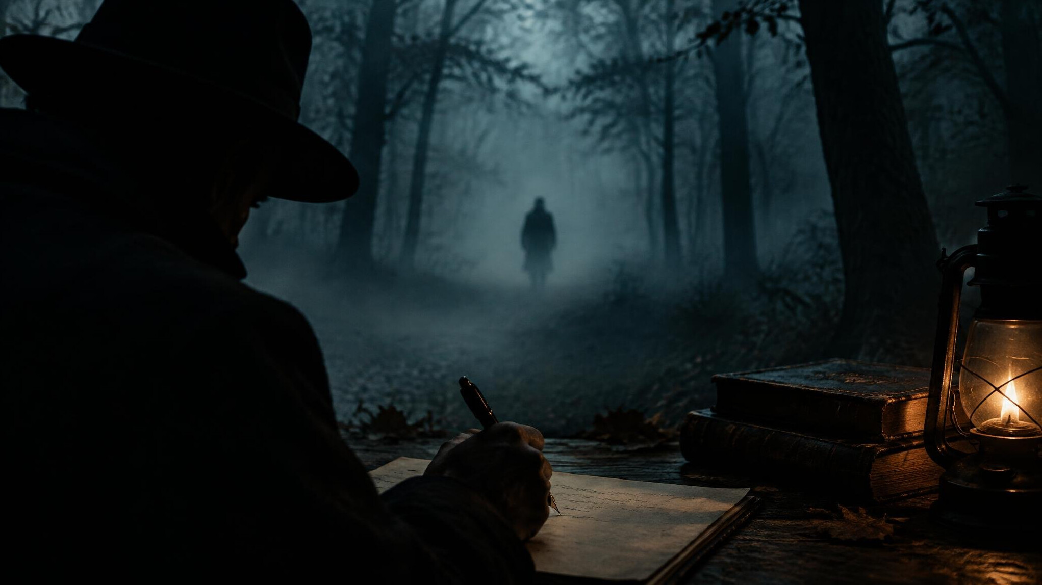 mysterious writer silhouette
