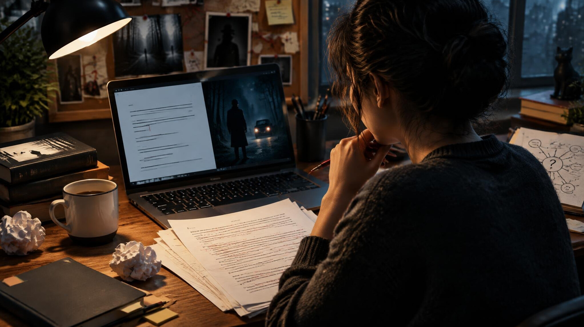 author editing manuscript