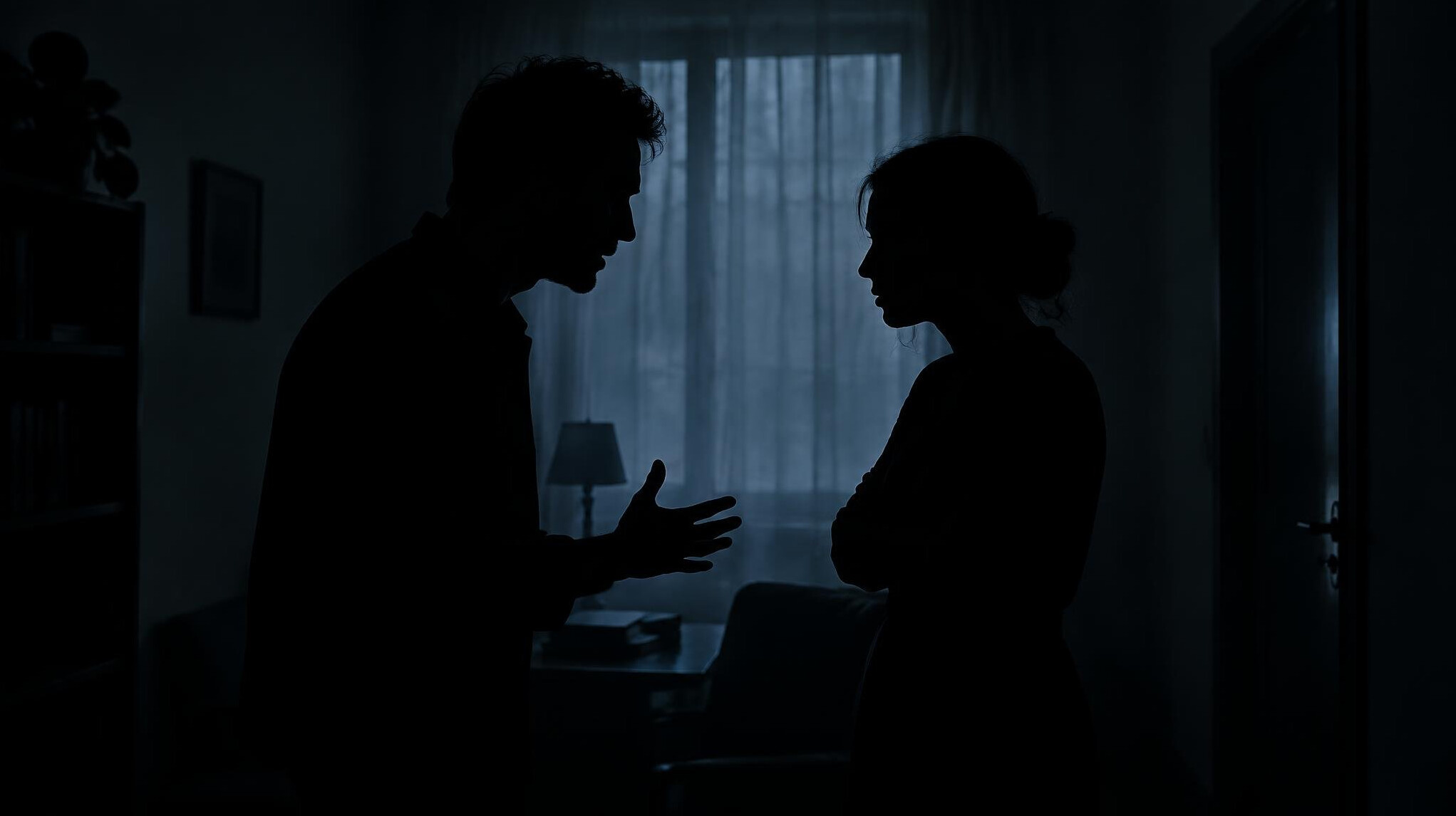 two people talking in shadow