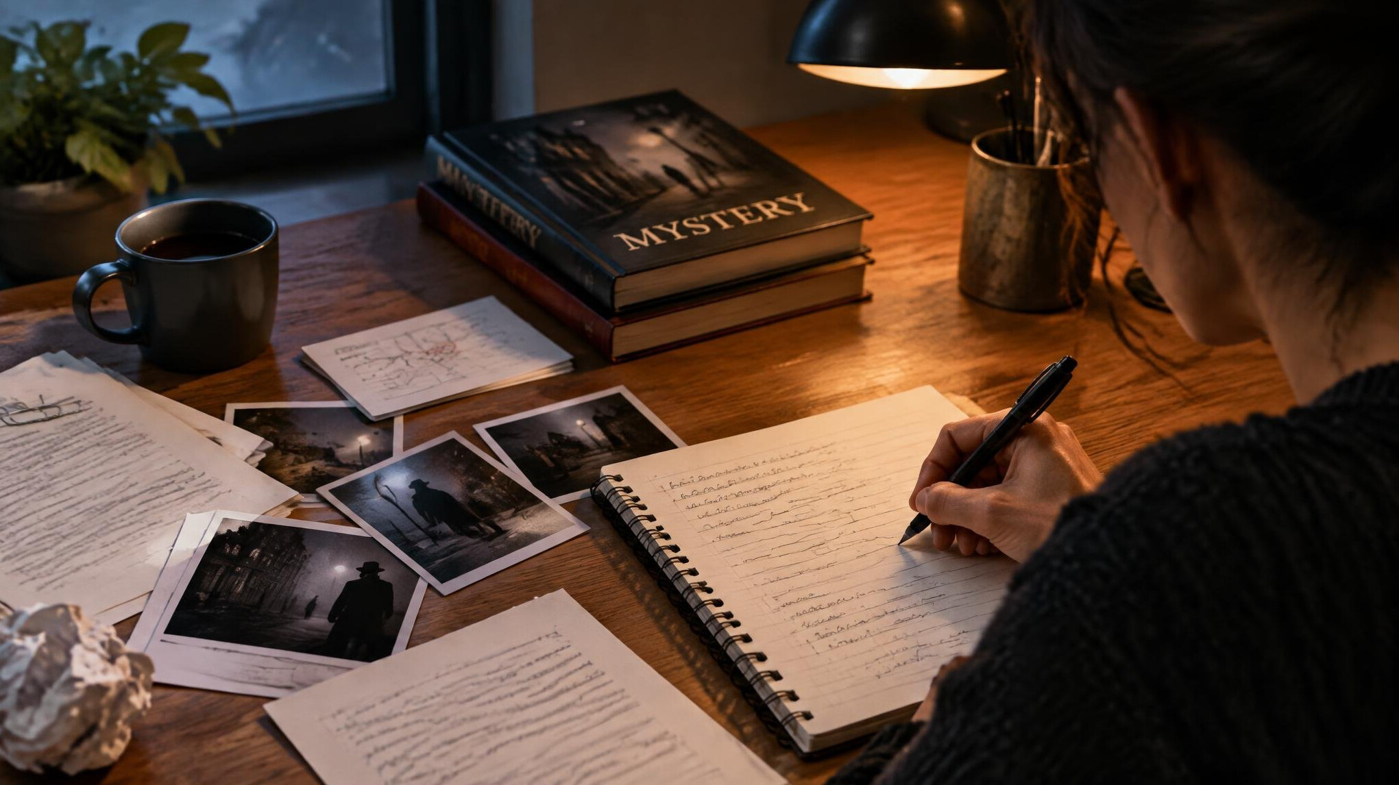 author writing notes